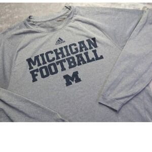 Adidas Michigan Football Climalite Long Sleeve Shirt Men's XL Grey Performance